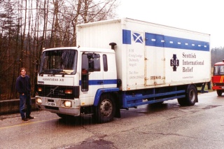 An image of the Scottish International Relief truck our funder used to deliver aid