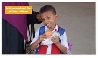 Hope Remains volunteer slide, a picture of a young boy holding an orange