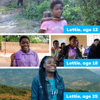Image of Lettie at age 12, age 18 and age 25 showing the difference school meals make
