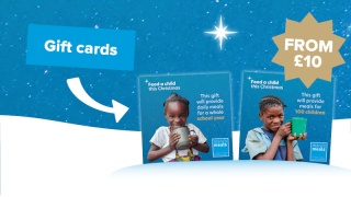 Charity gift cards UK. Mary's Meals UK