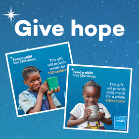 Feed a hungry child buy a charity christmas gift donation - Christmas donation option 6 for children's christmas charity campaign 'Feed a child this Christmas'.